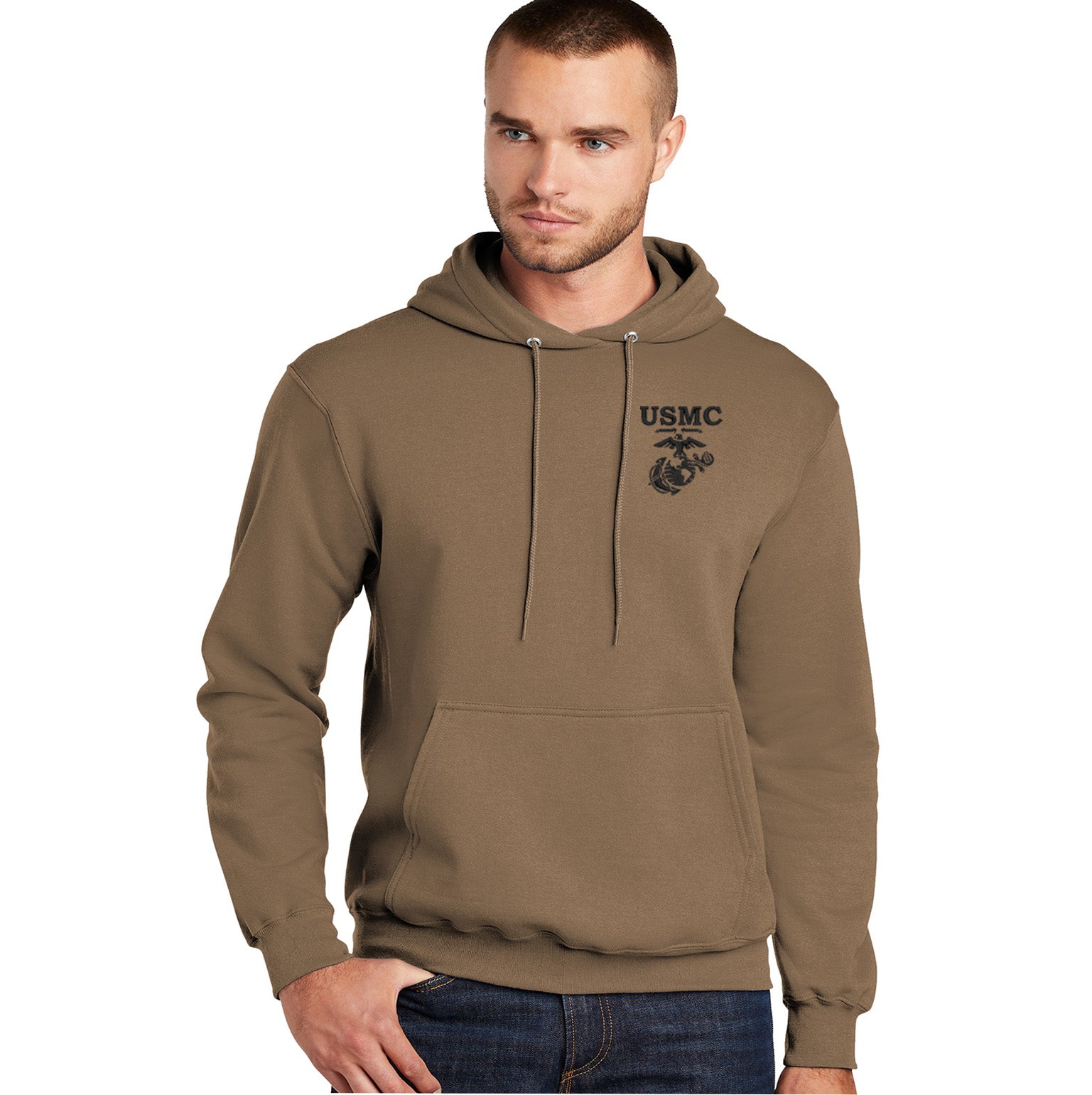 Old School Embroidered Woodland Khaki Hoodie (Captain's Special)