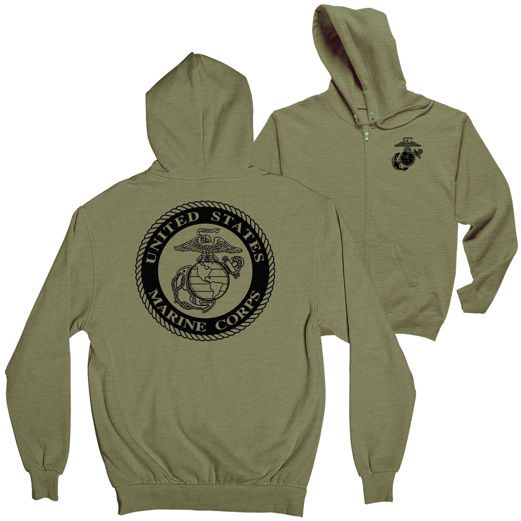 Marine Large Seal 2-Sided Full Zip Hoodie