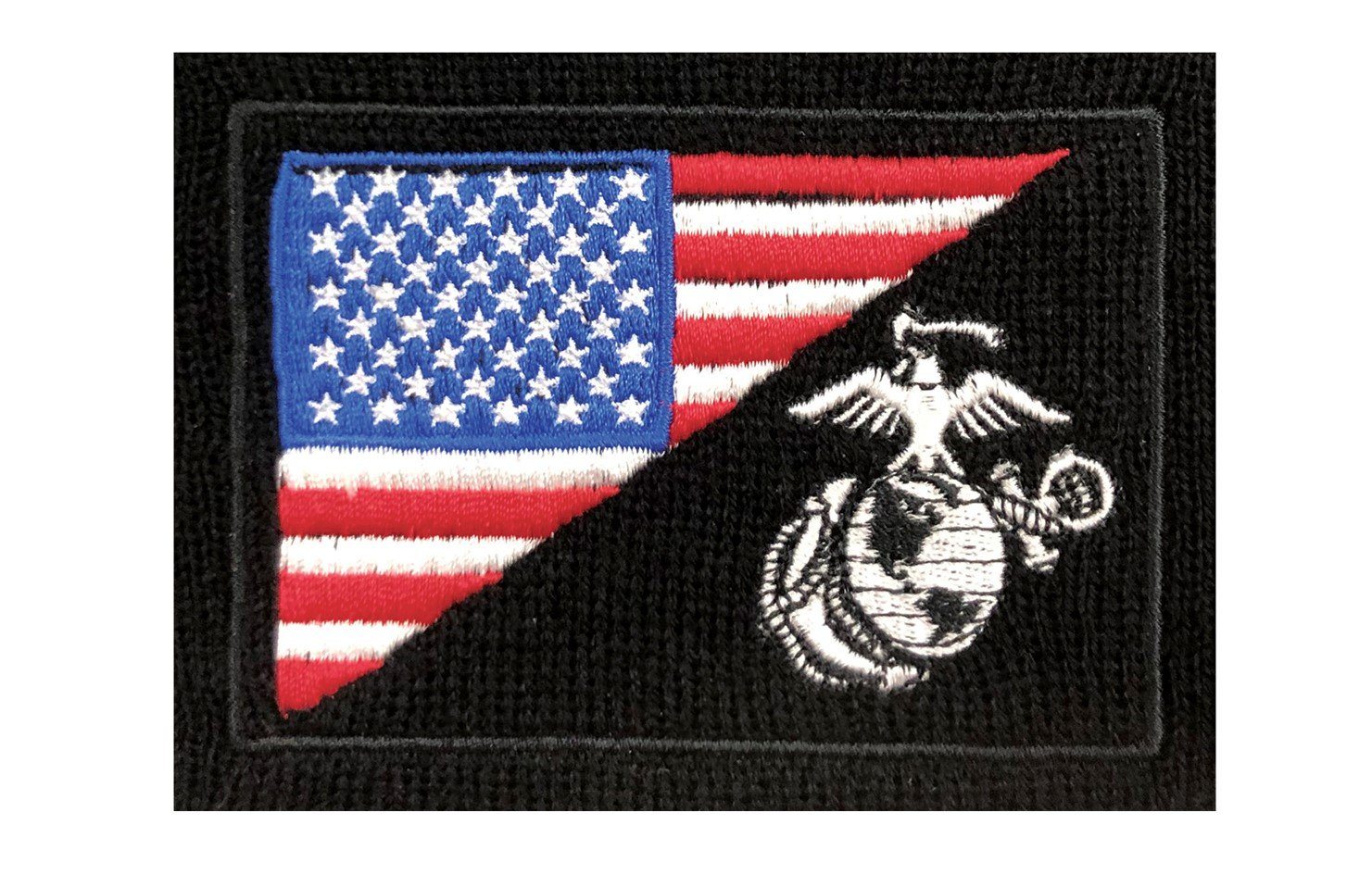 USMC Eagle, Globe and Anchor / US Flag Black Knit Watch Cap