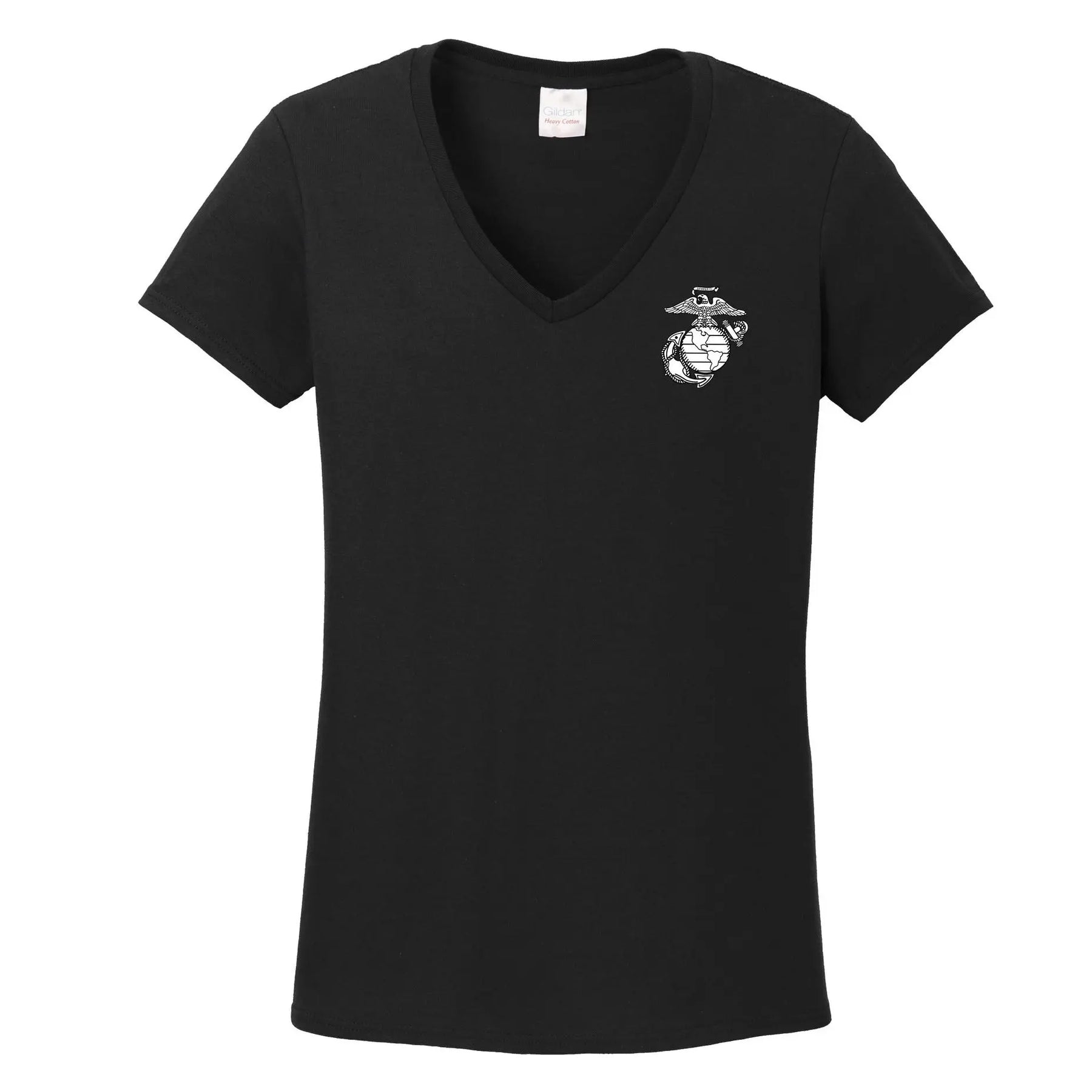 Marine Clothing: White and Black EGA Chest Seal Women's V-Neck T-Shirt