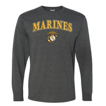 CLOSEOUT Gold Marines EGA Long Sleeve Black Heather T-Shirt - Marine Corps Direct
