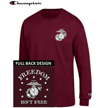 Champion Freedom Isn’t Free Maroon 2-Sided Long Sleeve T-Shirt - Marine Corps Direct