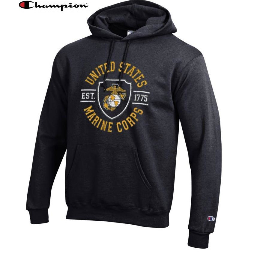 Champion SHIELD BLACK Power Blend Hoodie (Limited Sizes) - Marine Corps Direct