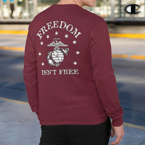 Closeout Champion Freedom Isn’t Free Maroon 2-Sided Long Sleeve Tee (Large Only)