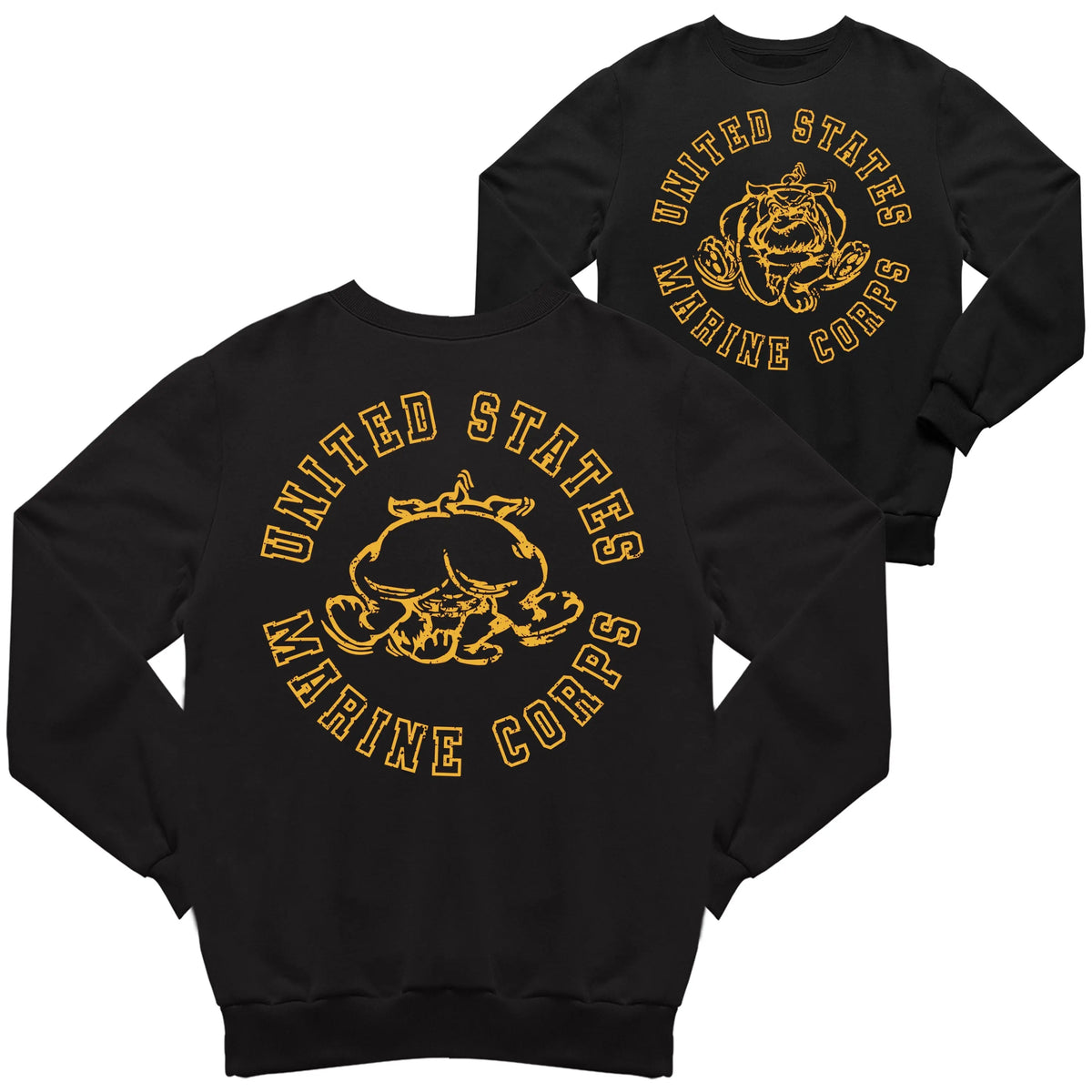USMC Gold Vintage Bulldog 2-Sided Sweatshirt