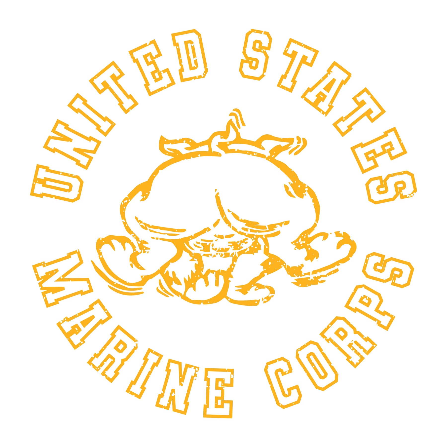 USMC Gold Vintage Bulldog 2-Sided Long Sleeve Tee