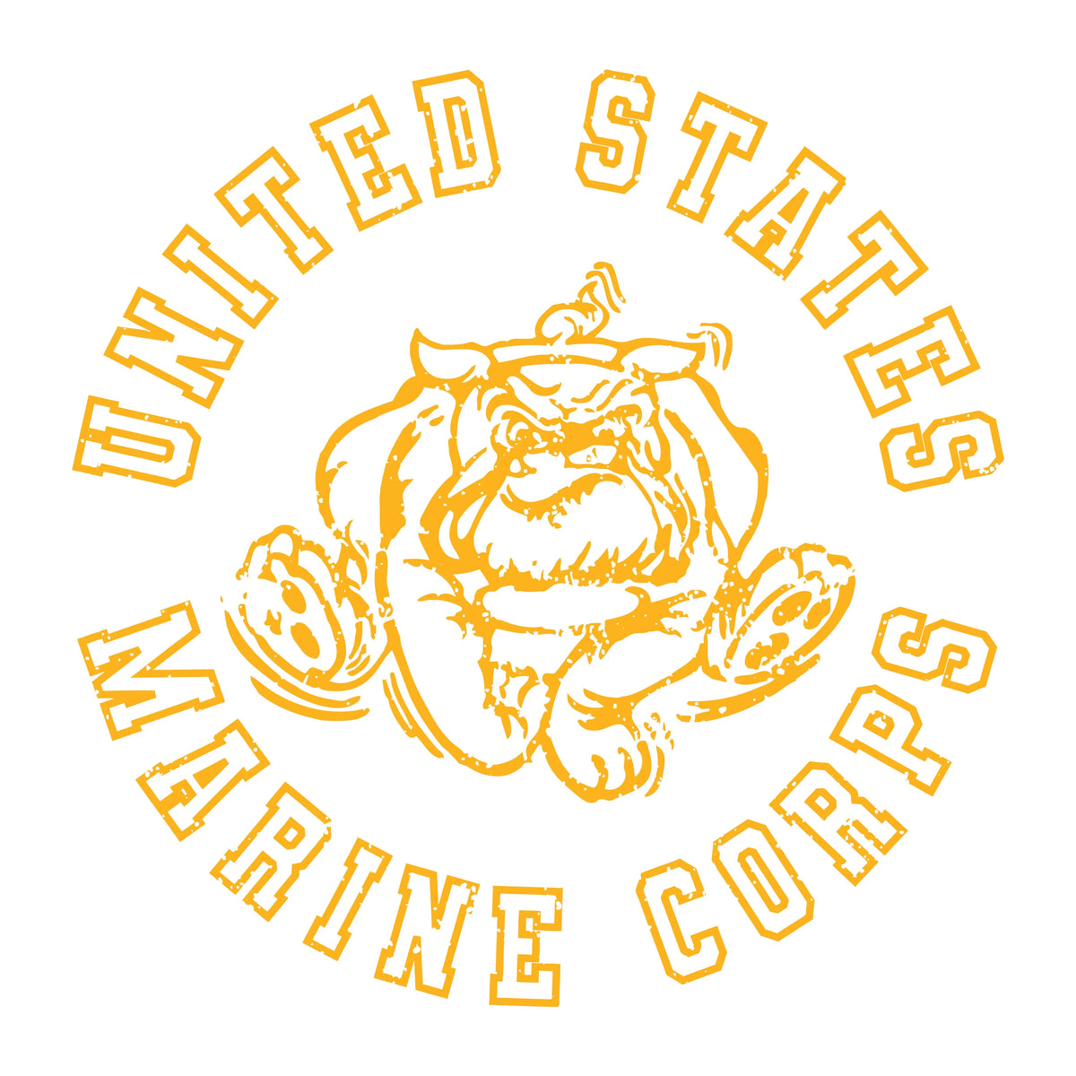 USMC Gold Vintage Bulldog 2-Sided Sweatshirt