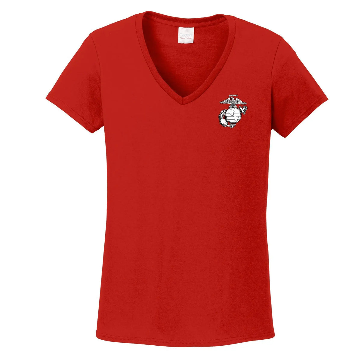 White and Black EGA Chest Seal Women's V-Neck T-Shirt - Marine Corps Direct