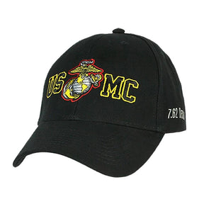 Gold Outlined USMC & EGA Twill Hat - Black - Marine Corps Direct