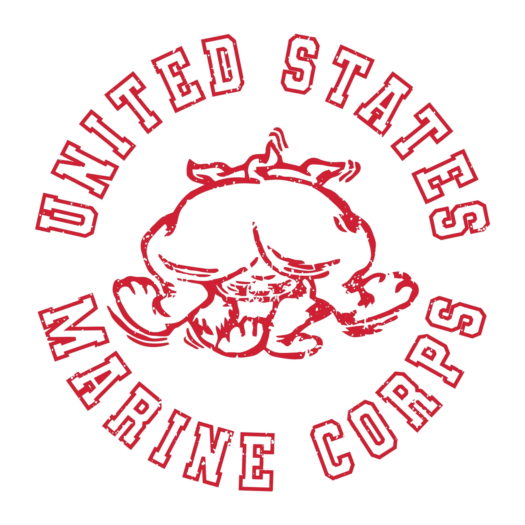 USMC Red Vintage Bulldog 2-Sided Long Sleeve Tee