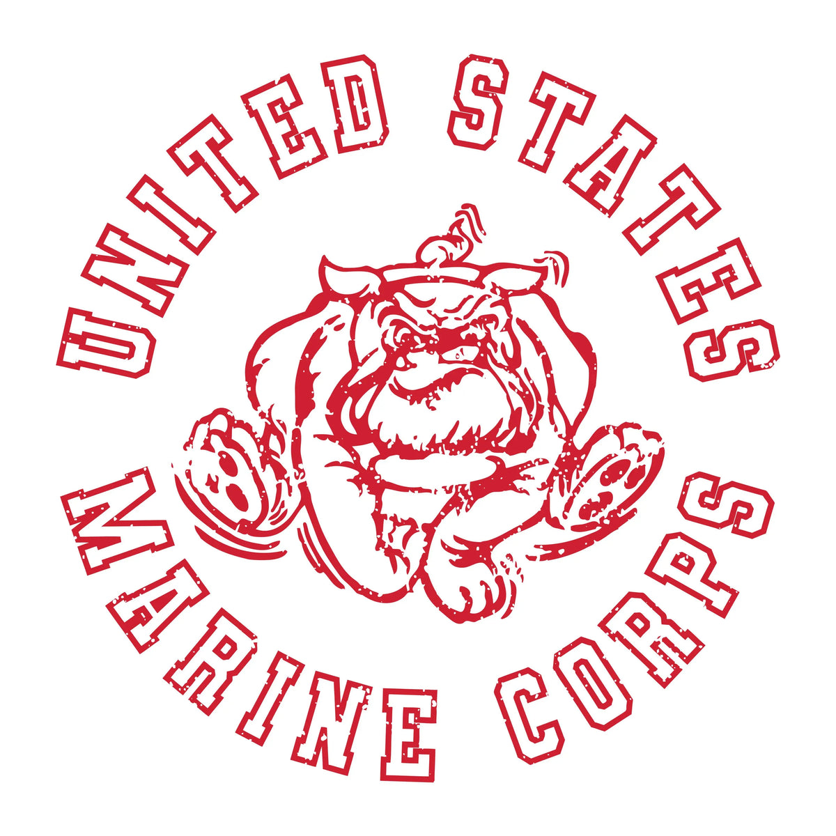 USMC Red Vintage Bulldog 2-Sided Tee