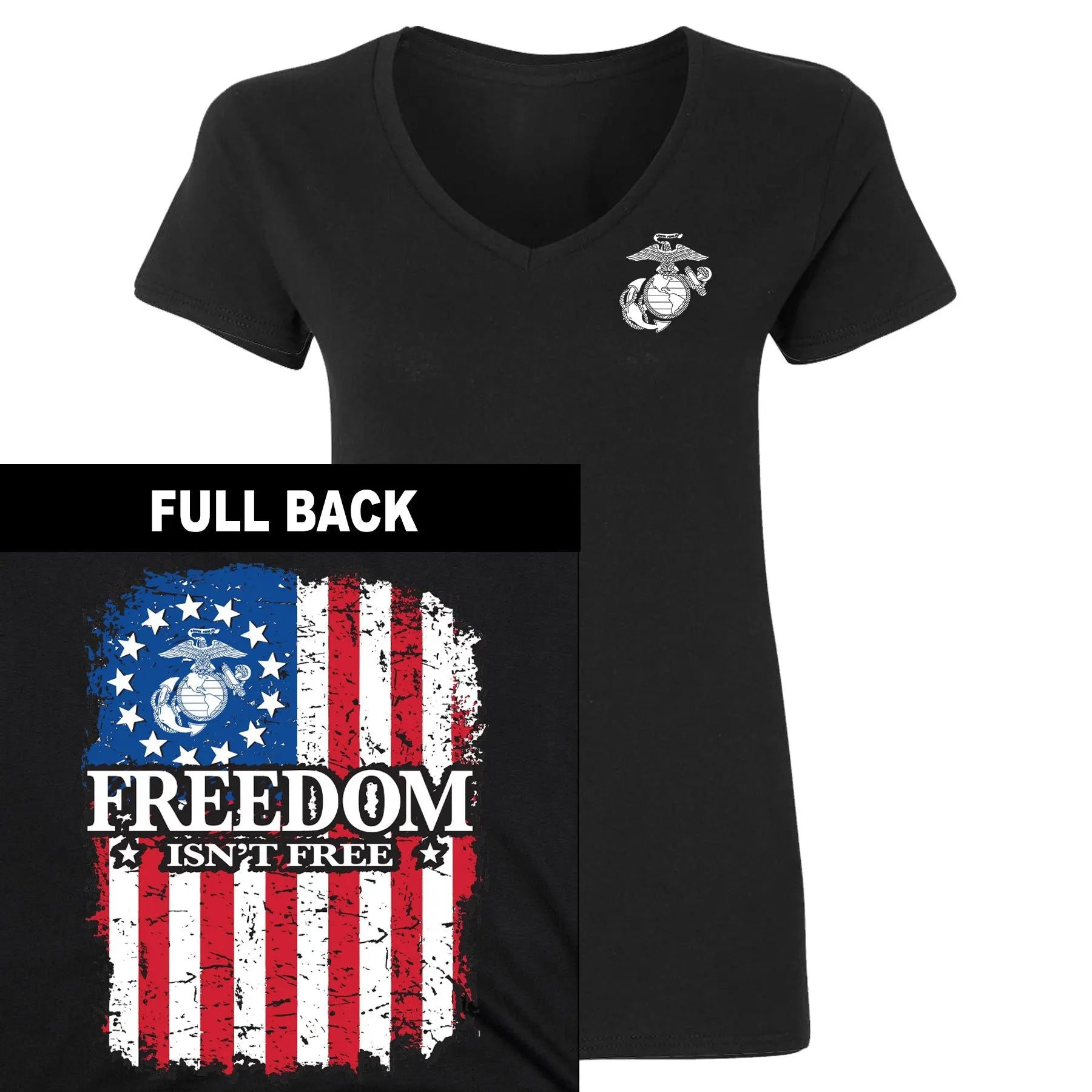 Freedom Flag 2-Sided Women's V-Neck Tee