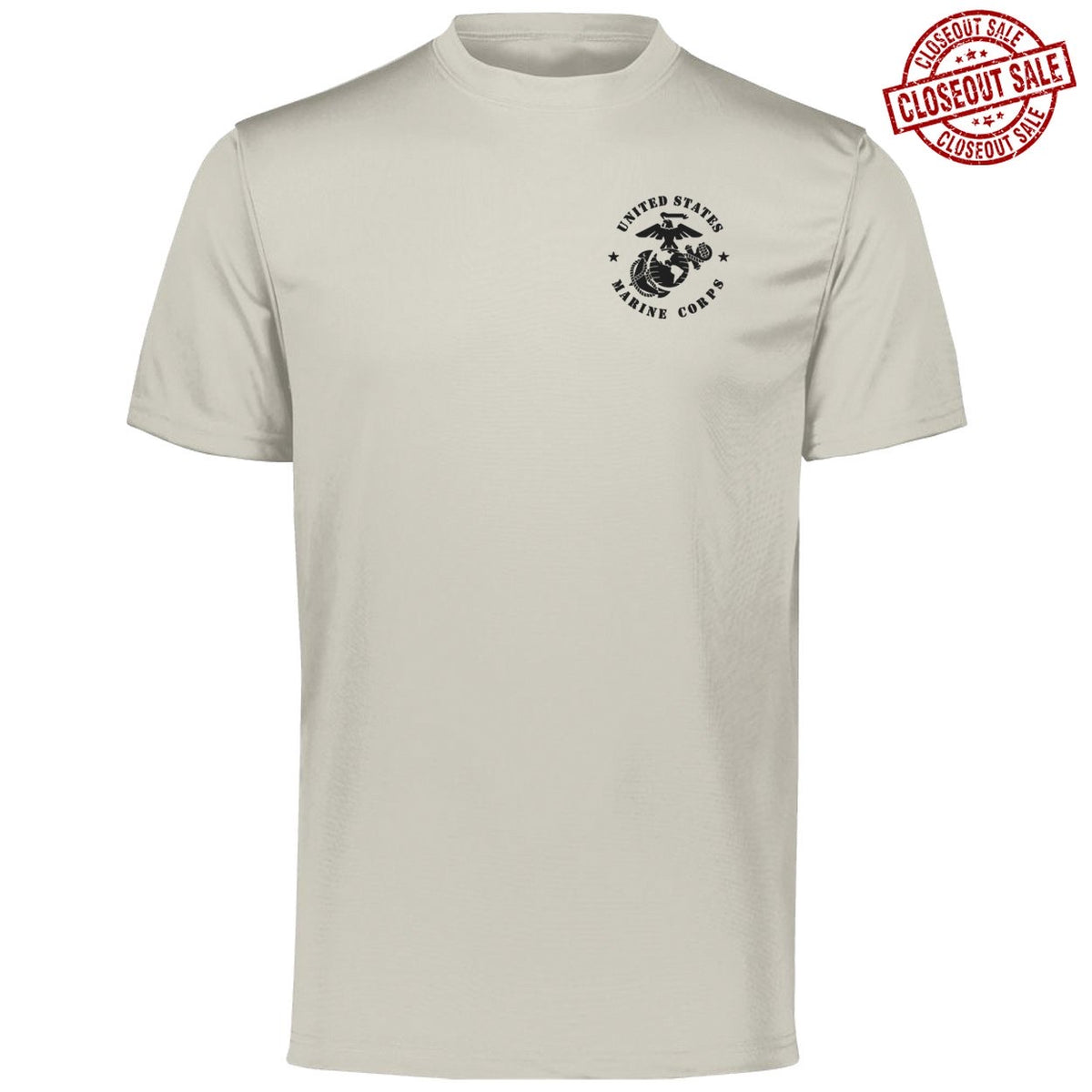 CLOSEOUT Full Circle USMC Chest Seal Dri-Fit Performance Silver Grey T-Shirt - Marine Corps Direct