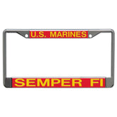 U.S. MARINES LIC PLT FRAME S/L METALLIC
